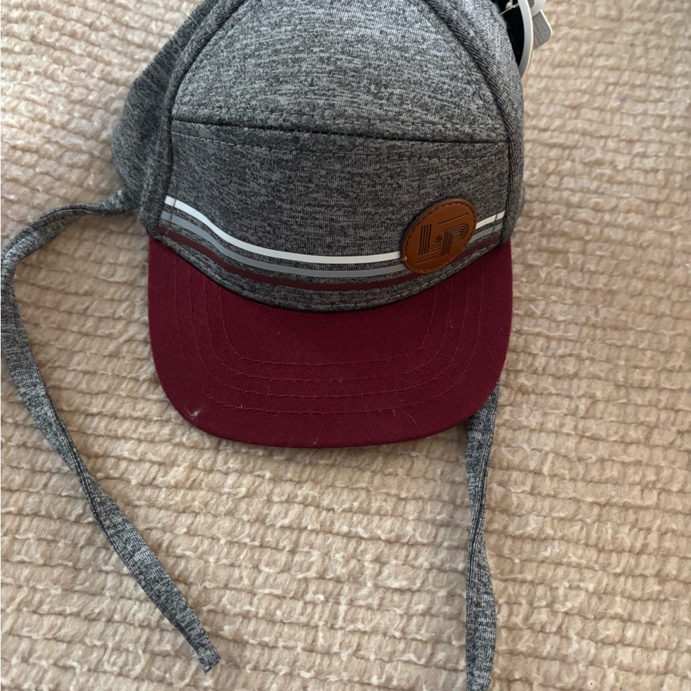 Gray and Red Kids Cap